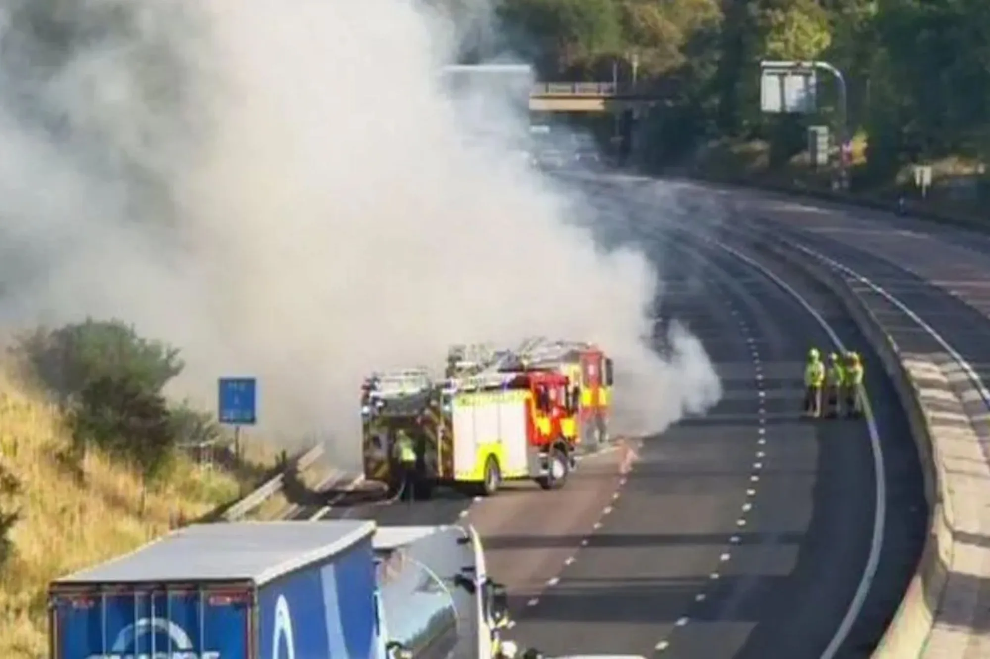 M6 closed with 100-minute delays & SIX miles of traffic after lorry erupts into flames