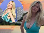 Clementine Vaughn, 21, is the spitting image of model mother Claudia Schiffer, 55, as she poses in a low-cut turquoise swimsuit while on holiday in Greece