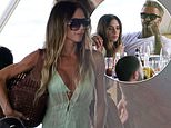 Victoria Beckham shows off her bikini under sheer mint green dress as shares sweet PDA with husband David on her during family dinner in Italy