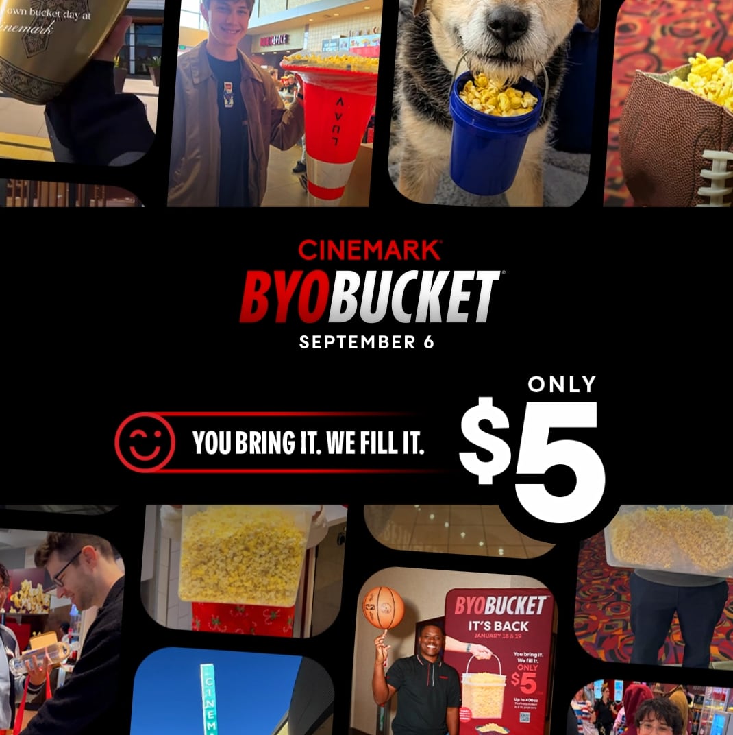 Cinemark to host Bring Your Own Bucket popcorn event on Sept. 6