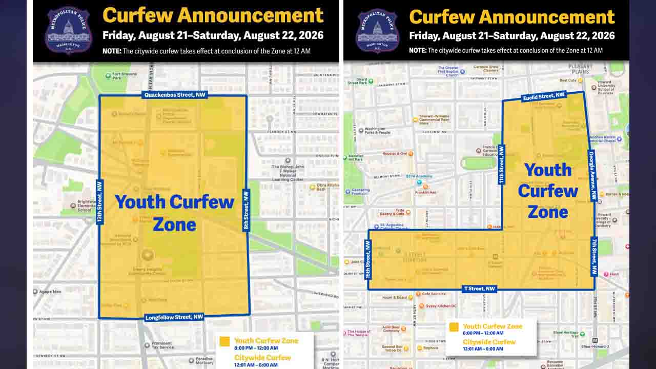 2 DC juvenile curfew zones in effect through Saturday