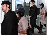 Harry Styles looks smart in a black suit as he touches down in New York with fiancée Zoe Kravitz ahead of his 30-date residency in Madison Square Garden