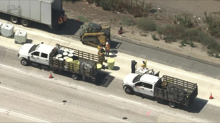 Hazardous material incident shuts down 605 Freeway in City of Industry