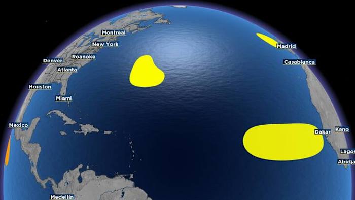NHC highlighting three areas for possible development