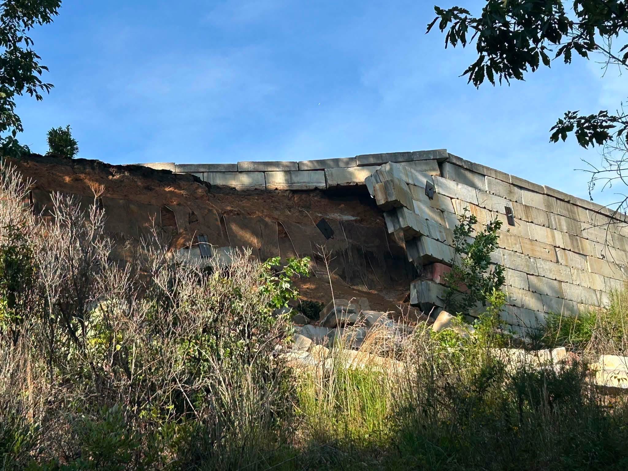 Landslide threatens Burke County road following retaining wall collapse