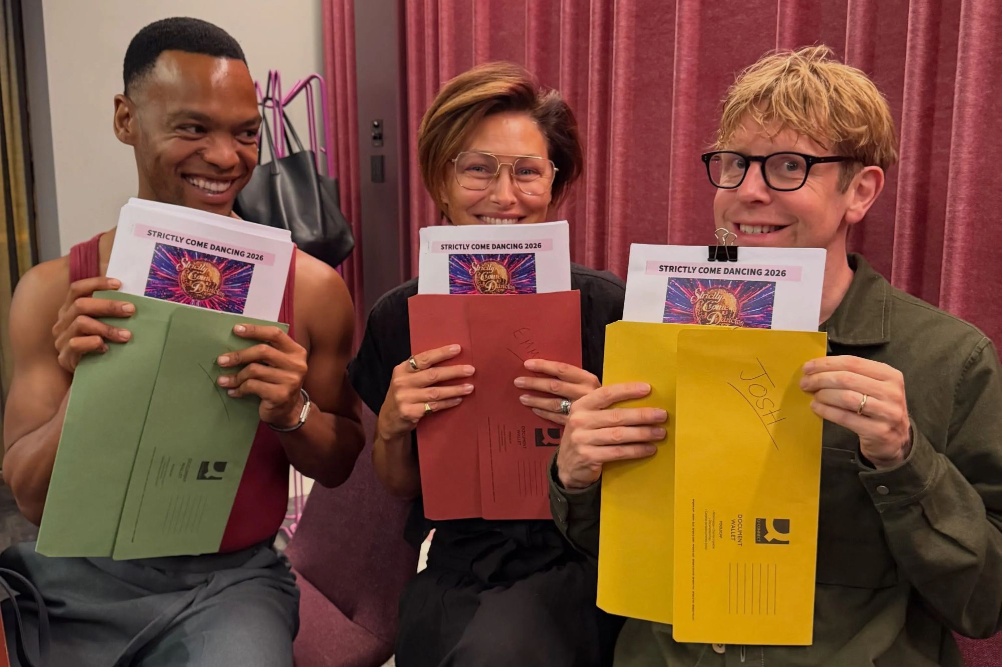 Emma Willis joins fellow Strictly hosts Josh and Johannes as they begin rehearsals – and learn their own dance routine